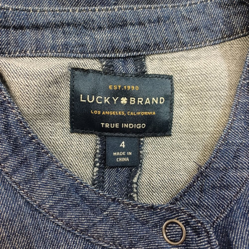 Lucky Brand Top Blue Chambray Denim Snap Front Peplum Top Womens size 4 - Picture 4 of 11